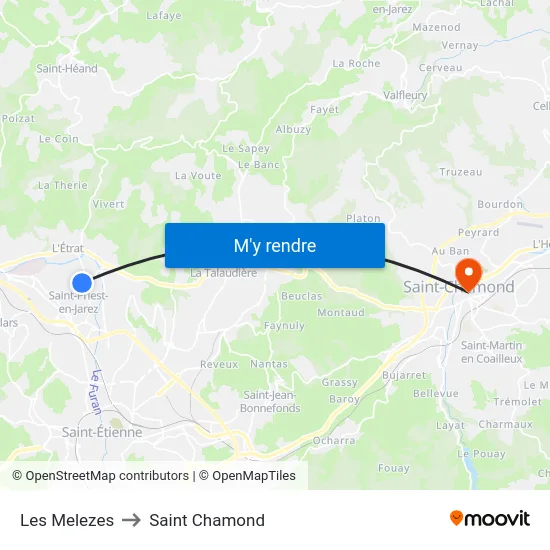 Les Melezes to Saint Chamond map