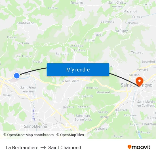 La Bertrandiere to Saint Chamond map