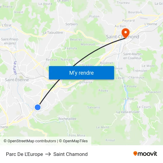 Parc De L'Europe to Saint Chamond map