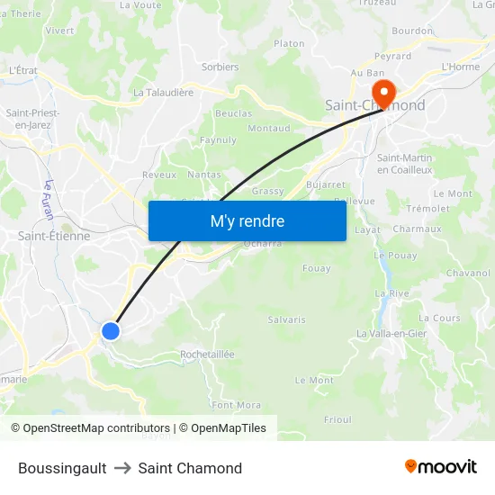 Boussingault to Saint Chamond map