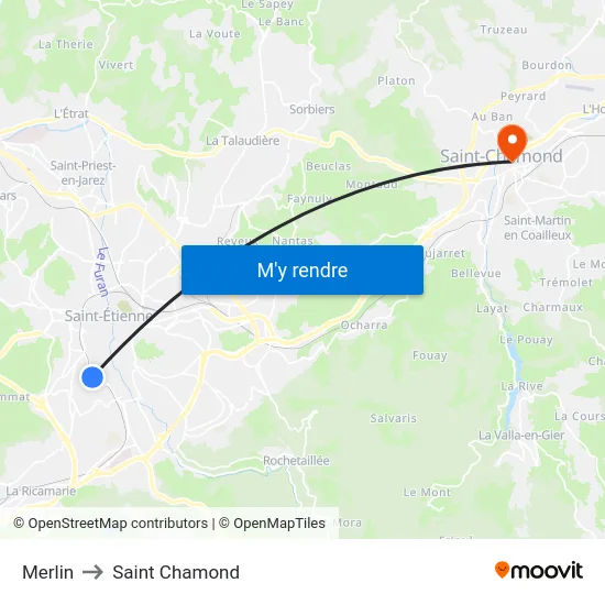 Merlin to Saint Chamond map