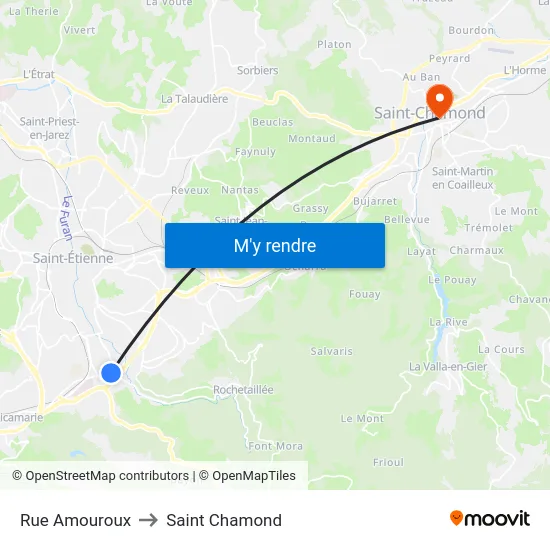 Rue Amouroux to Saint Chamond map