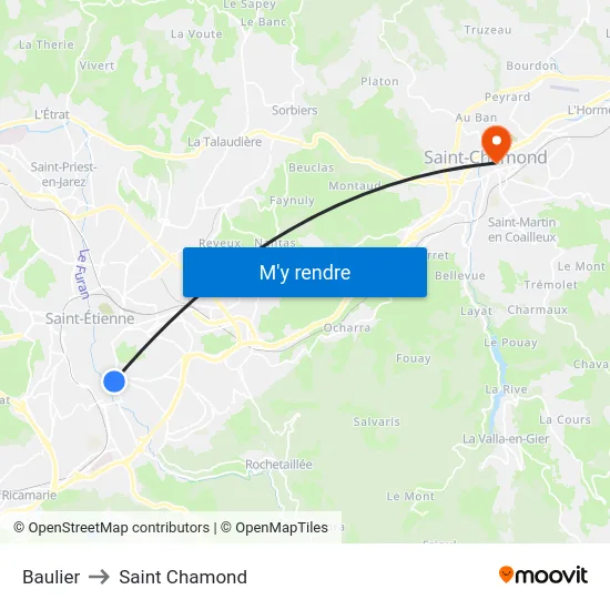 Baulier to Saint Chamond map