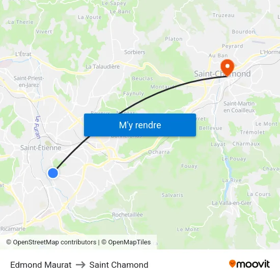 Edmond Maurat to Saint Chamond map