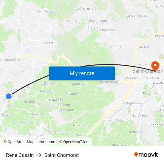 Rene Cassin to Saint Chamond map
