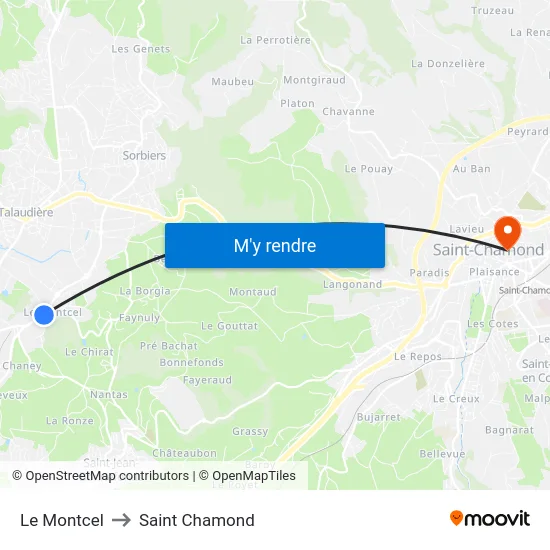 Le Montcel to Saint Chamond map