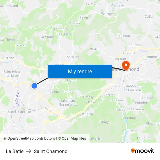 La Batie to Saint Chamond map