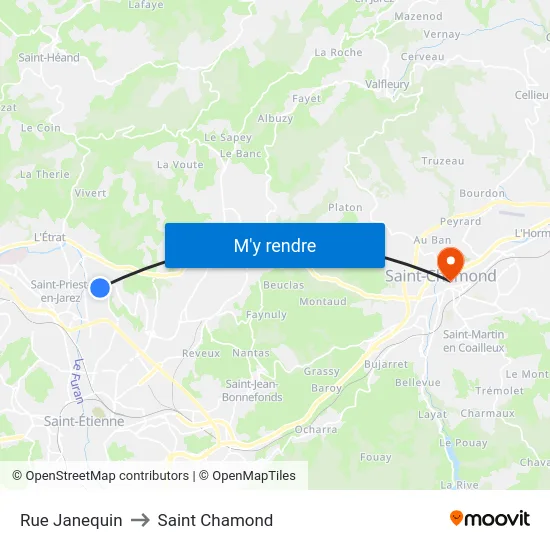 Rue Janequin to Saint Chamond map