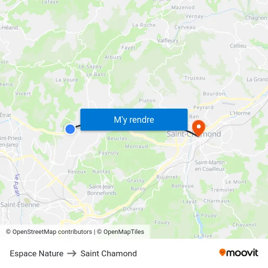 Espace Nature to Saint Chamond map