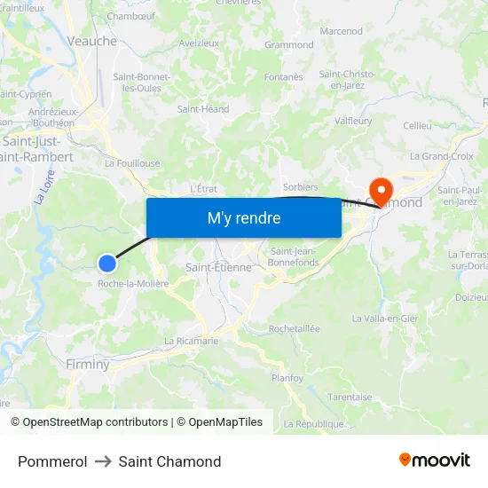 Pommerol to Saint Chamond map