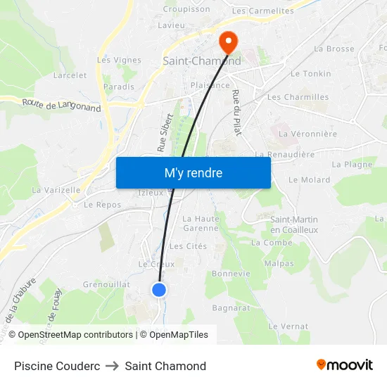 Piscine Couderc to Saint Chamond map