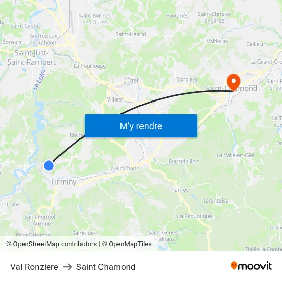 Val Ronziere to Saint Chamond map