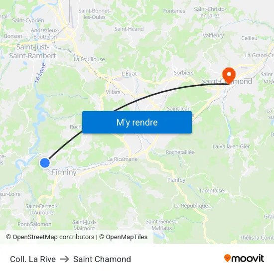 Coll. La Rive to Saint Chamond map