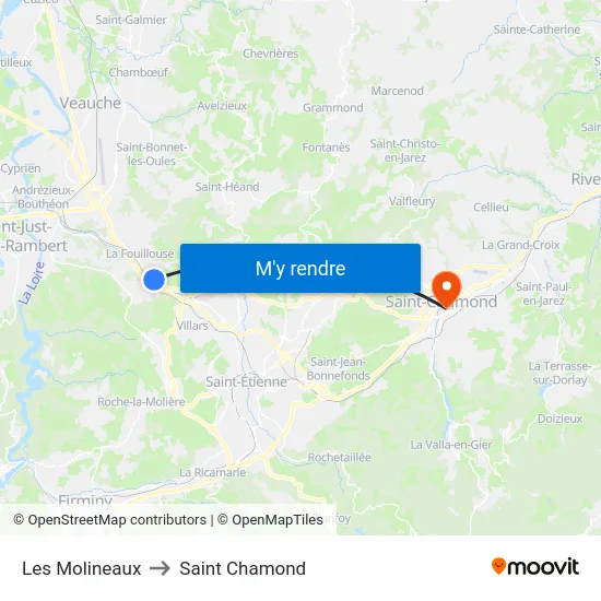 Les Molineaux to Saint Chamond map