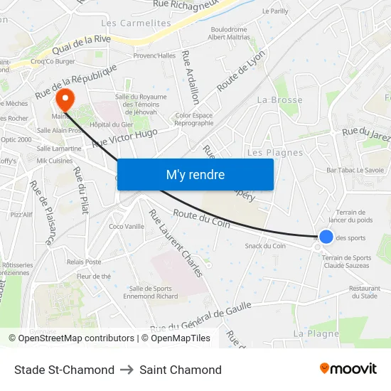 Stade St-Chamond to Saint Chamond map