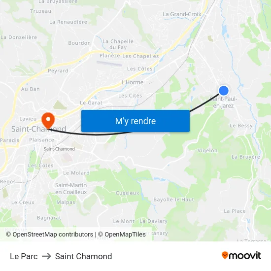 Le Parc to Saint Chamond map
