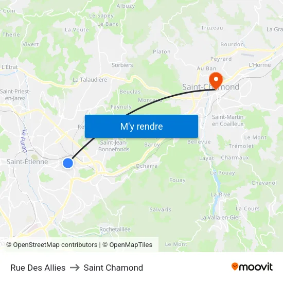 Rue Des Allies to Saint Chamond map