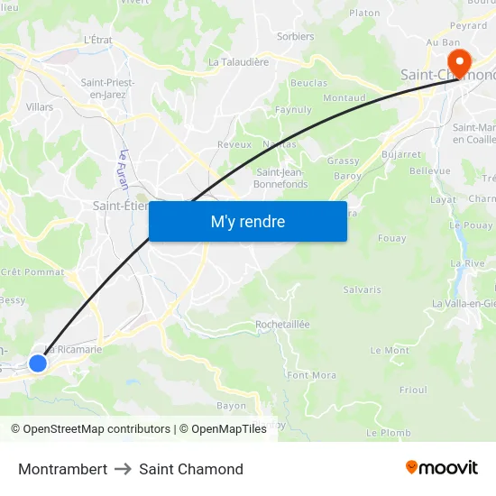 Montrambert to Saint Chamond map