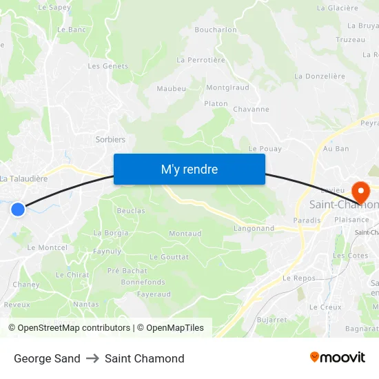 George Sand to Saint Chamond map