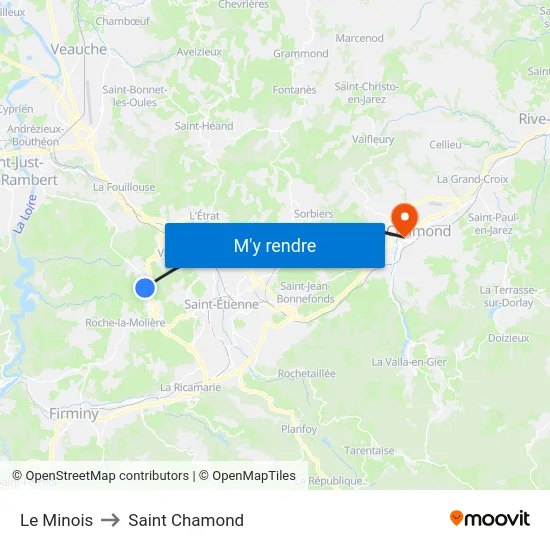 Le Minois to Saint Chamond map