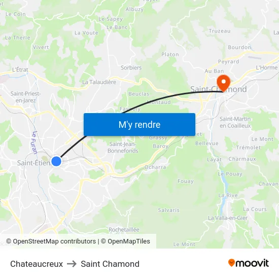 Chateaucreux to Saint Chamond map