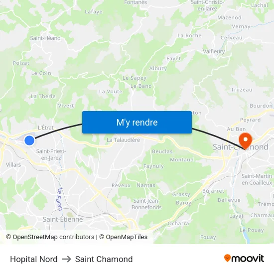 Hopital Nord to Saint Chamond map