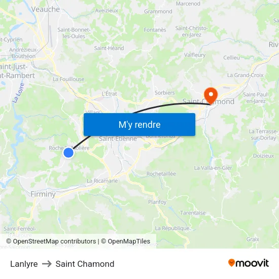 Lanlyre to Saint Chamond map