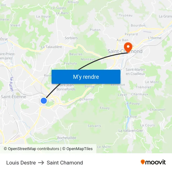 Louis Destre to Saint Chamond map