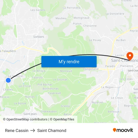 Rene Cassin to Saint Chamond map