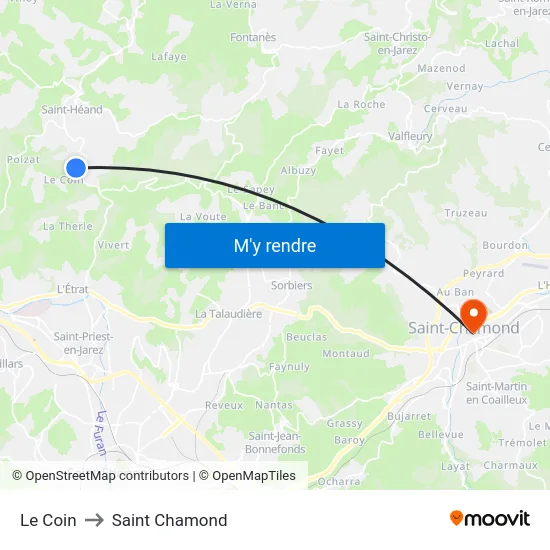 Le Coin to Saint Chamond map