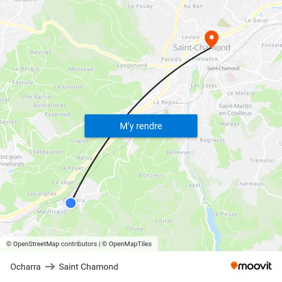 Ocharra to Saint Chamond map