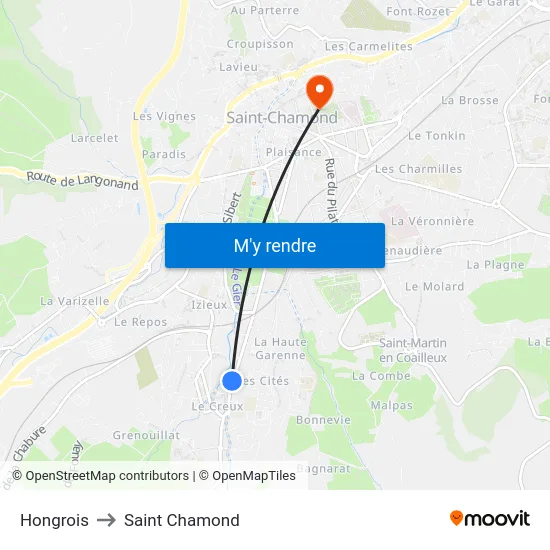 Hongrois to Saint Chamond map