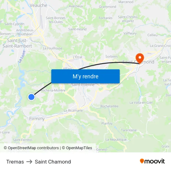 Tremas to Saint Chamond map