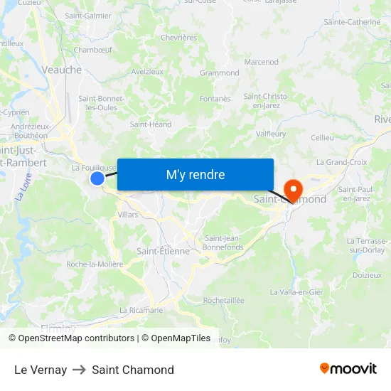 Le Vernay to Saint Chamond map