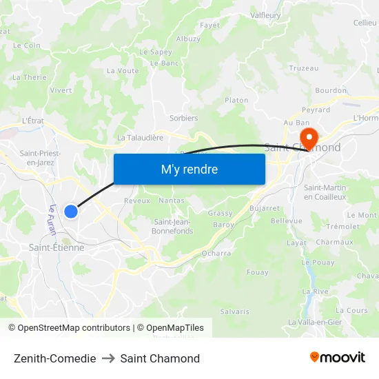 Zenith-Comedie to Saint Chamond map