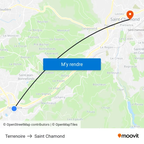 Terrenoire to Saint Chamond map