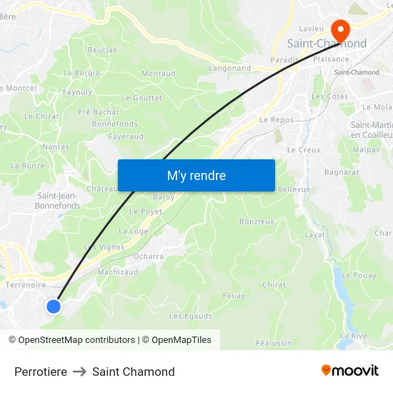 Perrotiere to Saint Chamond map