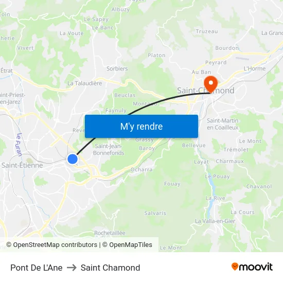 Pont De L'Ane to Saint Chamond map