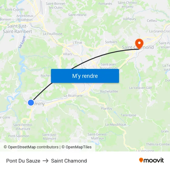 Pont Du Sauze to Saint Chamond map