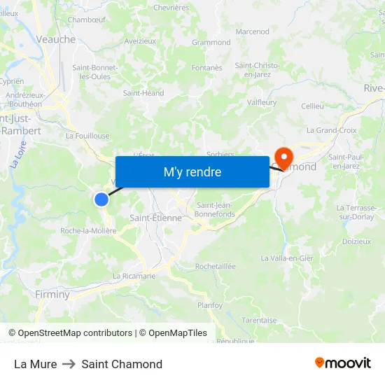 La Mure to Saint Chamond map