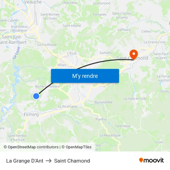 La Grange D'Ant to Saint Chamond map