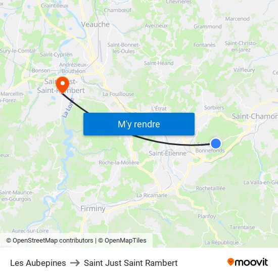 Les Aubepines to Saint Just Saint Rambert map