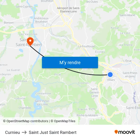 Curnieu to Saint Just Saint Rambert map
