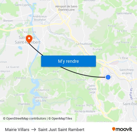 Mairie Villars to Saint Just Saint Rambert map