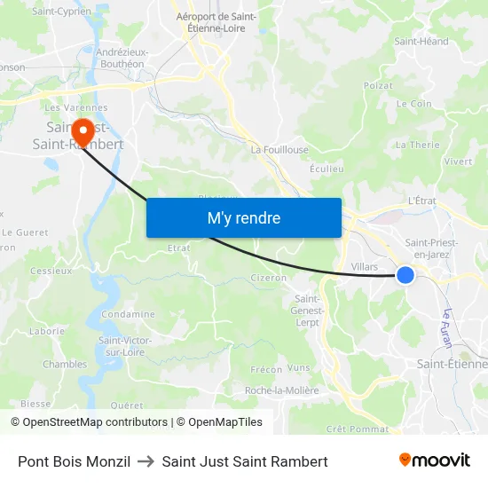 Pont Bois Monzil to Saint Just Saint Rambert map