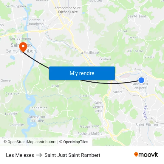 Les Melezes to Saint Just Saint Rambert map