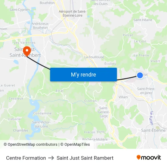 Centre Formation to Saint Just Saint Rambert map
