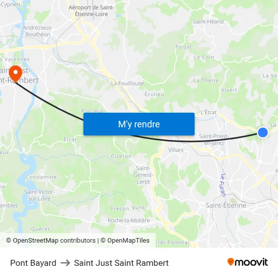 Pont Bayard to Saint Just Saint Rambert map