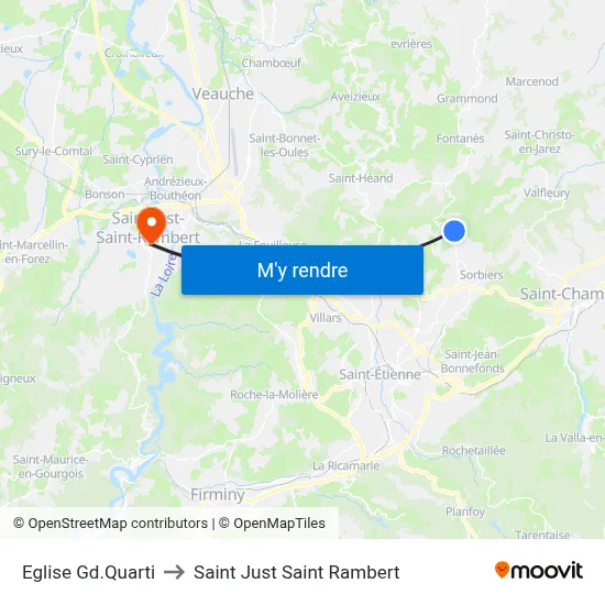Eglise Gd.Quarti to Saint Just Saint Rambert map