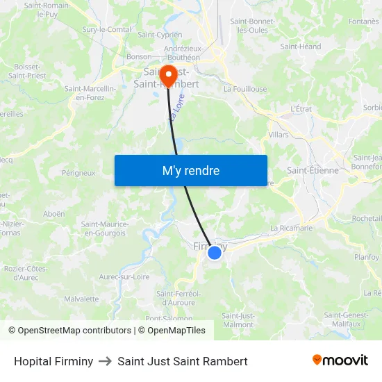 Hopital Firminy to Saint Just Saint Rambert map